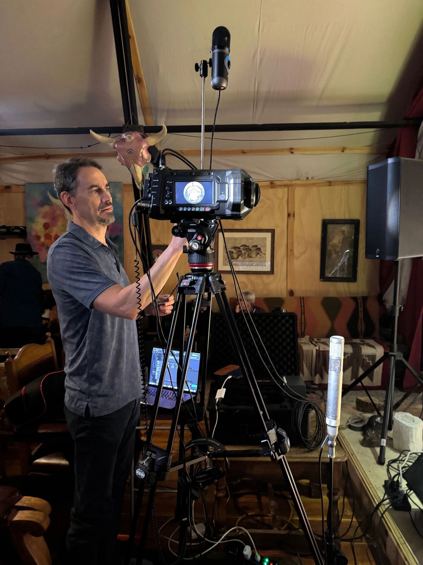 Camera operator framing a shot
