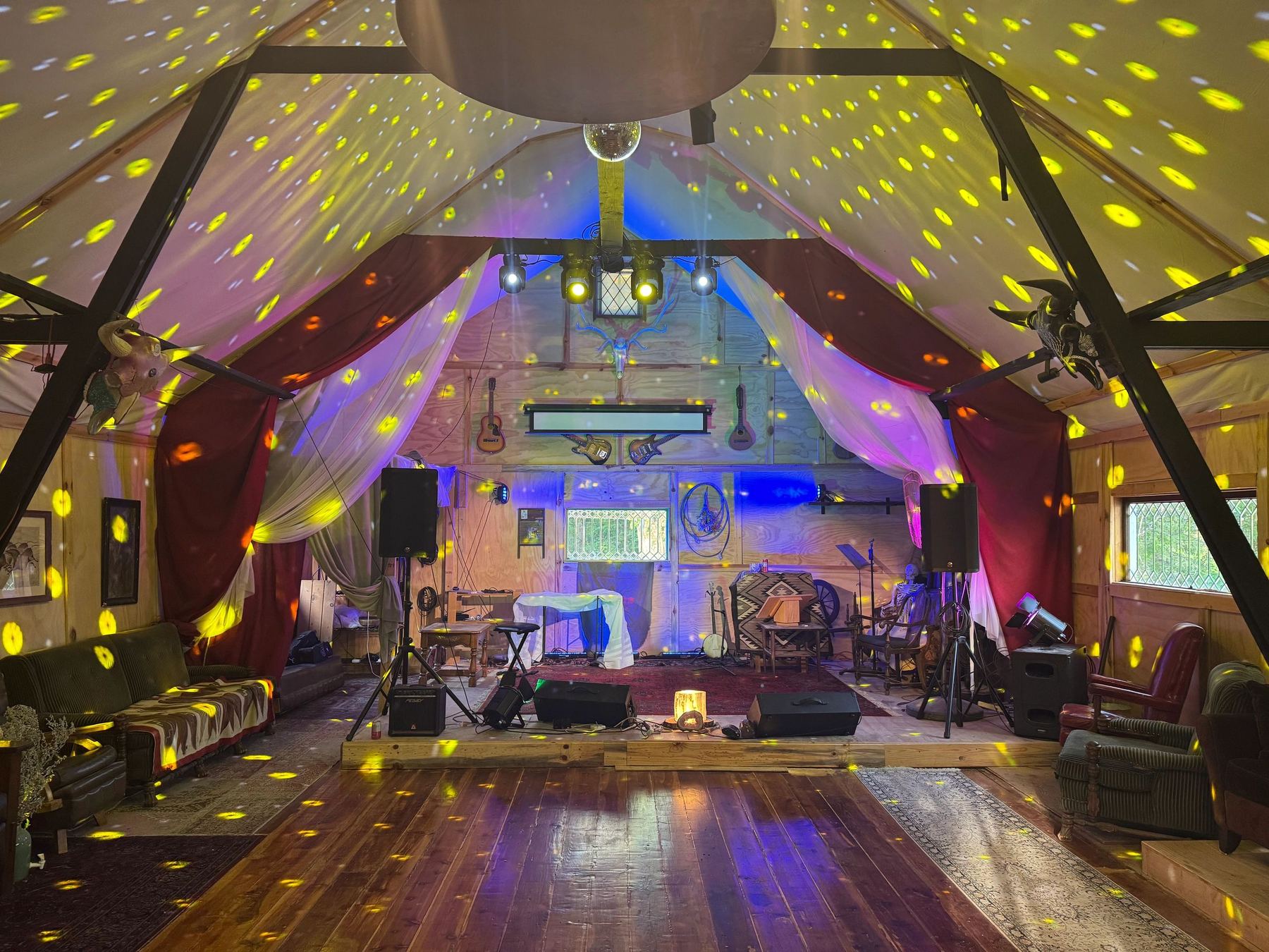 The stage under sparkling lights